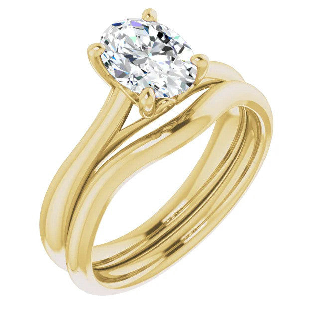 Oval Basket Solitaire with Scroll Accents