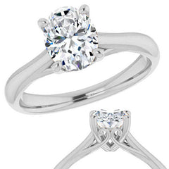 Oval Basket Solitaire with Scroll Accents