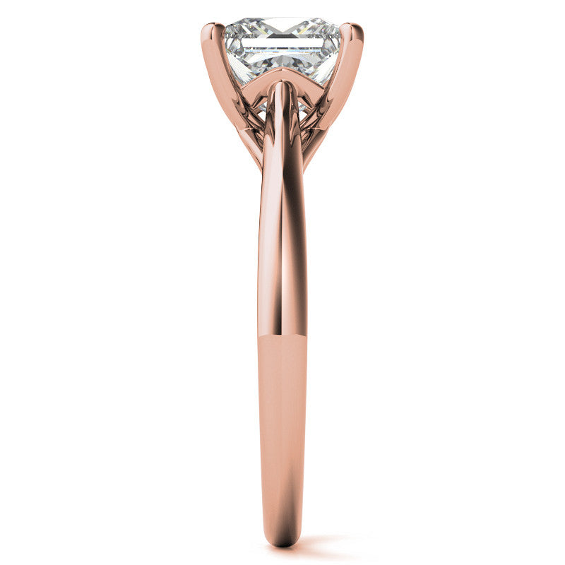 Princess cut Basket Solitaire with Scroll Accents