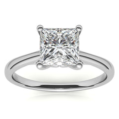 Princess cut Basket Solitaire with Scroll Accents