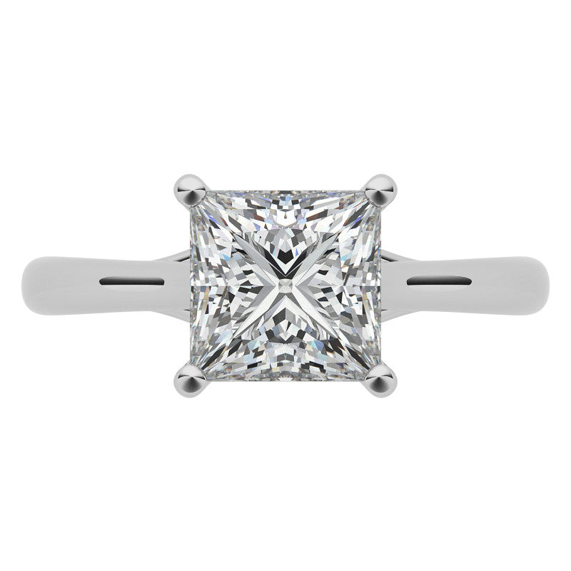 Princess cut Basket Solitaire with Scroll Accents