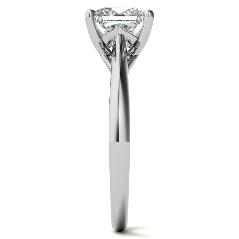 Princess cut Basket Solitaire with Scroll Accents