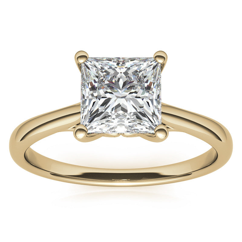 Princess cut Basket Solitaire with Scroll Accents