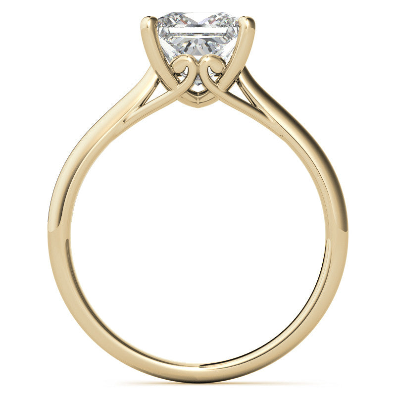 Princess cut Basket Solitaire with Scroll Accents