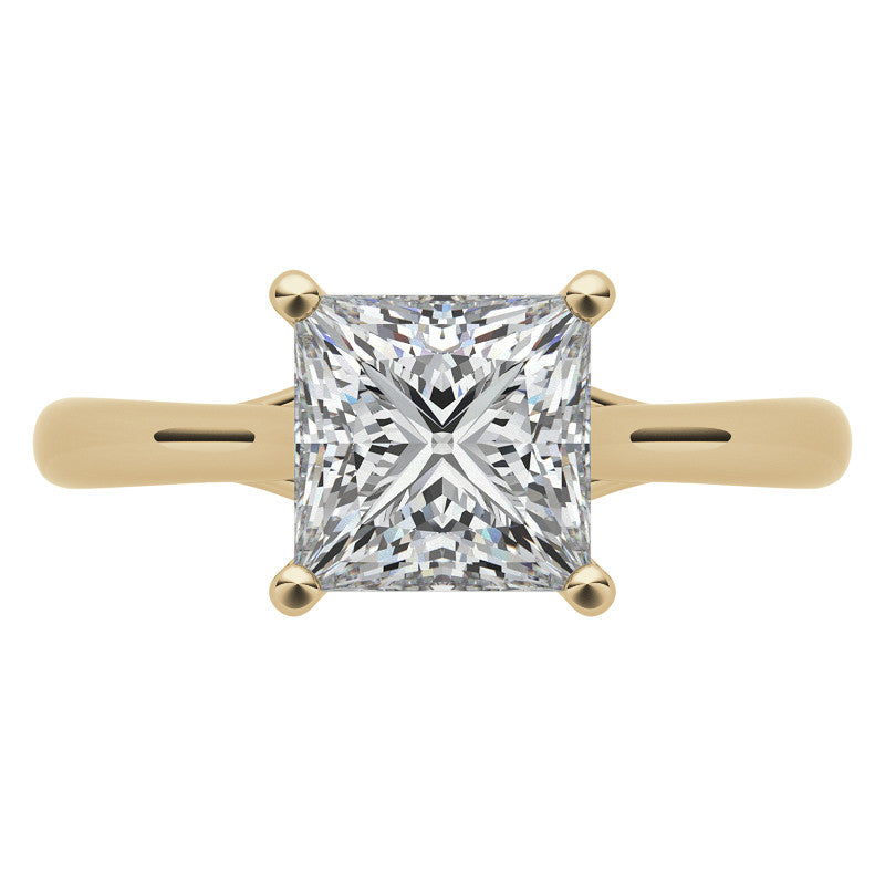 Princess cut Basket Solitaire with Scroll Accents