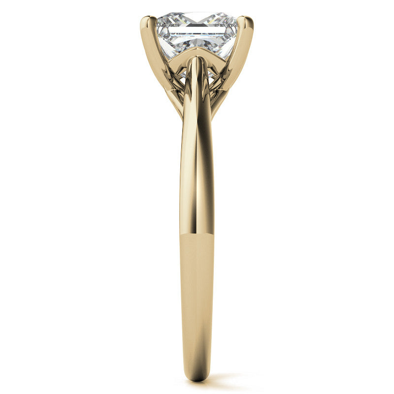 Princess cut Basket Solitaire with Scroll Accents