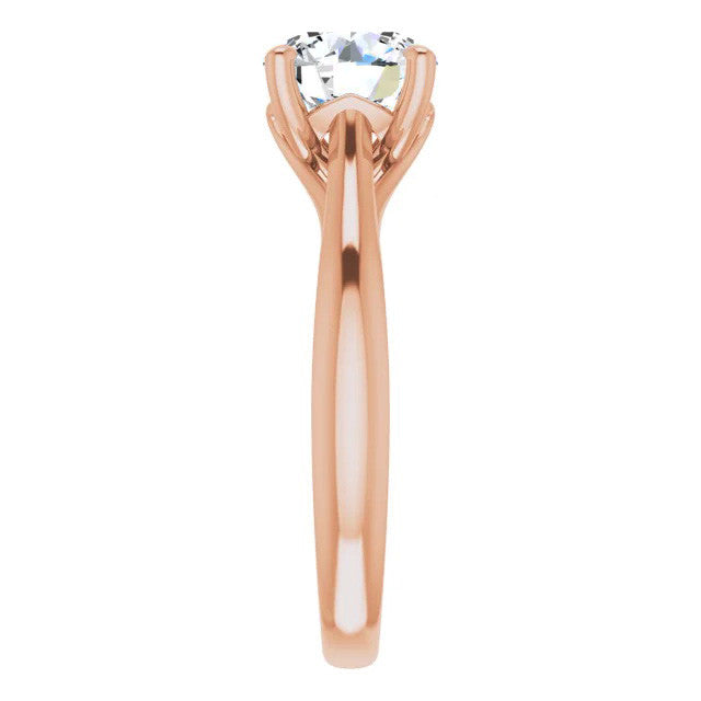 Round Brilliant Moissanite Basket Solitaire with Scroll Accents