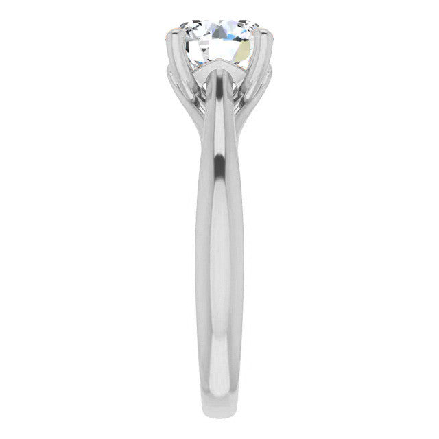 Round Brilliant Moissanite Basket Solitaire with Scroll Accents