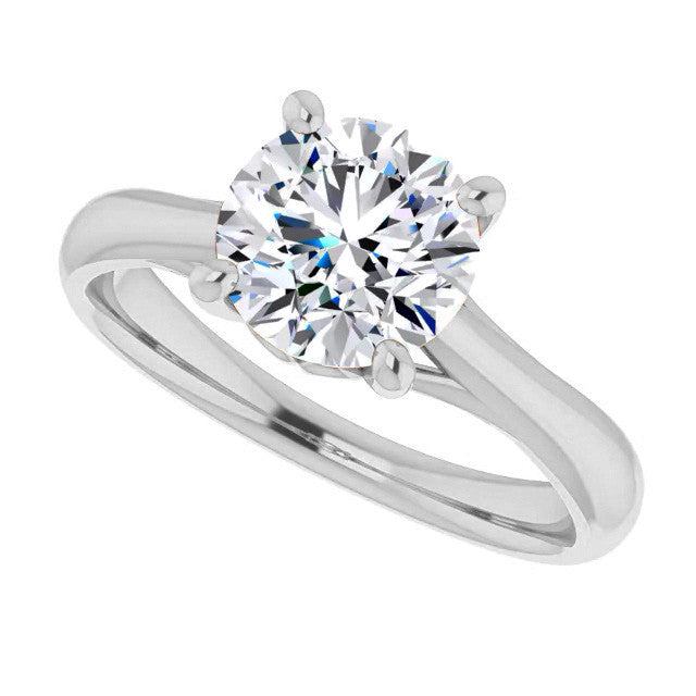Round Brilliant Moissanite Basket Solitaire with Scroll Accents