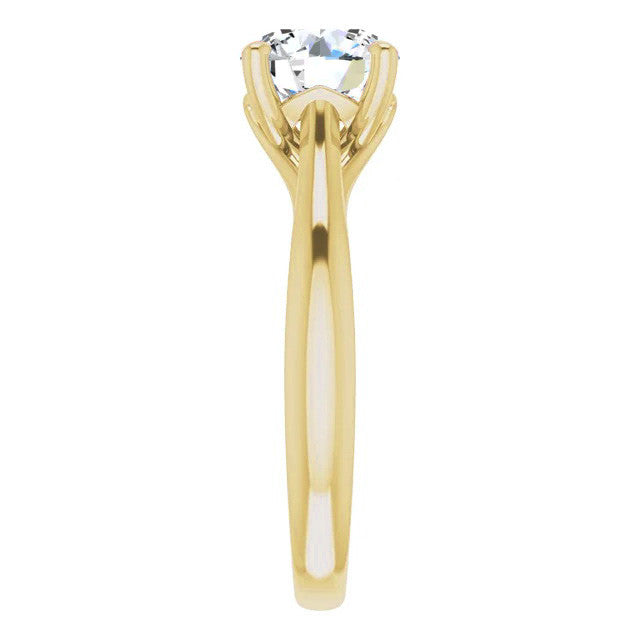 Round Brilliant Moissanite Basket Solitaire with Scroll Accents
