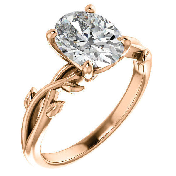 Oval cut Solitaire with Floral Accents