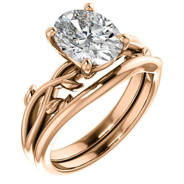 Oval cut Solitaire with Floral Accents