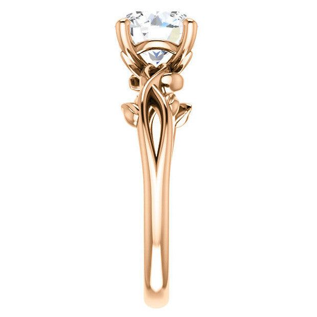 Oval cut Solitaire with Floral Accents