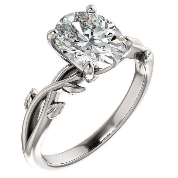 Oval cut Solitaire with Floral Accents