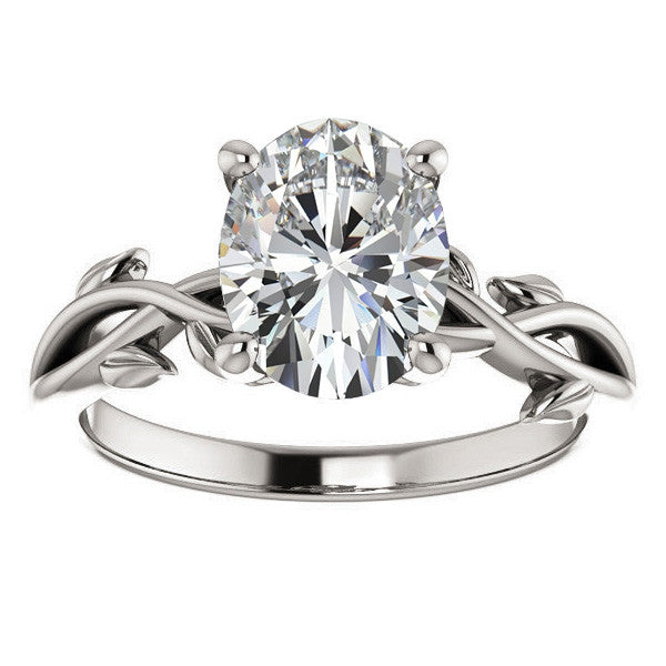 Oval cut Solitaire with Floral Accents