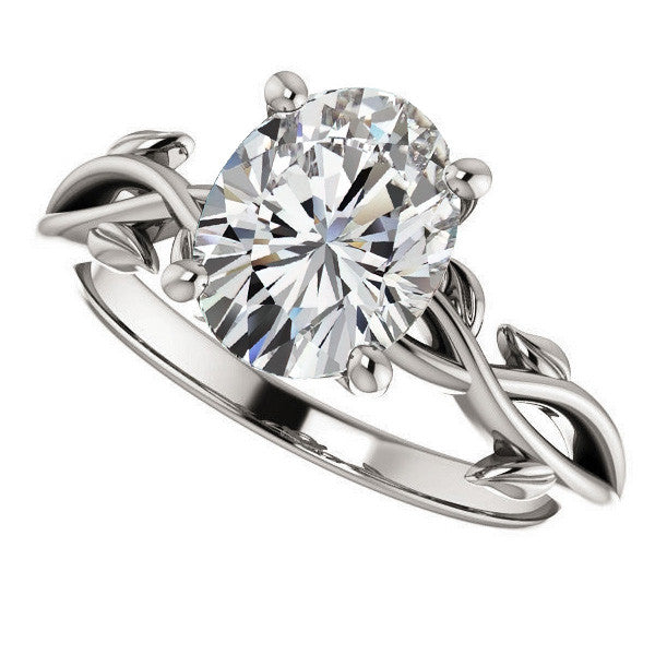 Oval cut Solitaire with Floral Accents