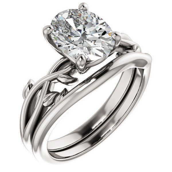 Oval cut Solitaire with Floral Accents