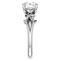 Oval cut Solitaire with Floral Accents