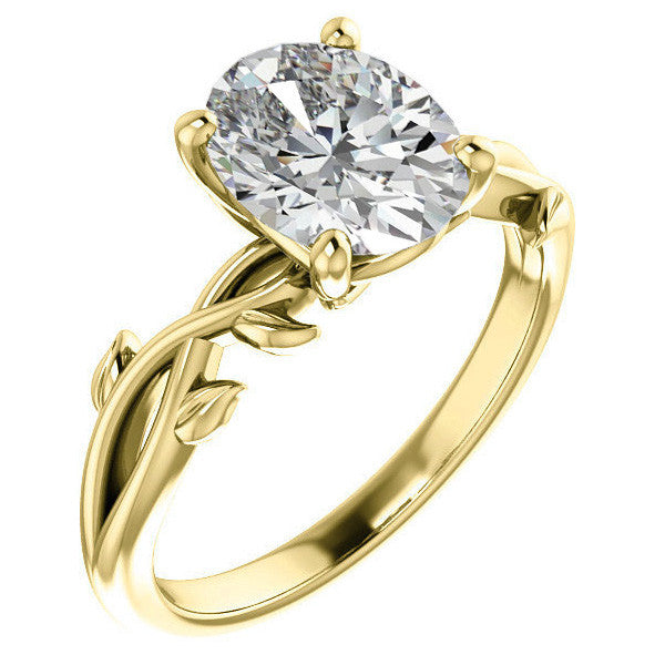 Oval cut Solitaire with Floral Accents