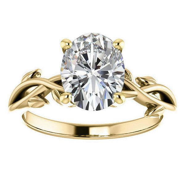 Oval cut Solitaire with Floral Accents