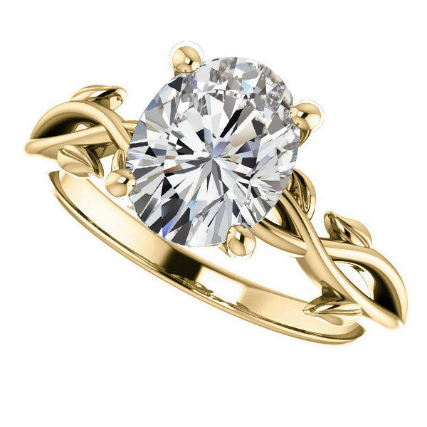 Oval cut Solitaire with Floral Accents