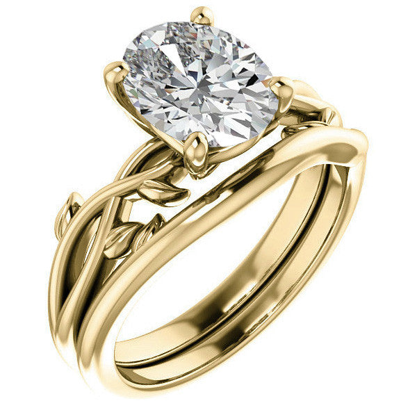 Oval cut Solitaire with Floral Accents