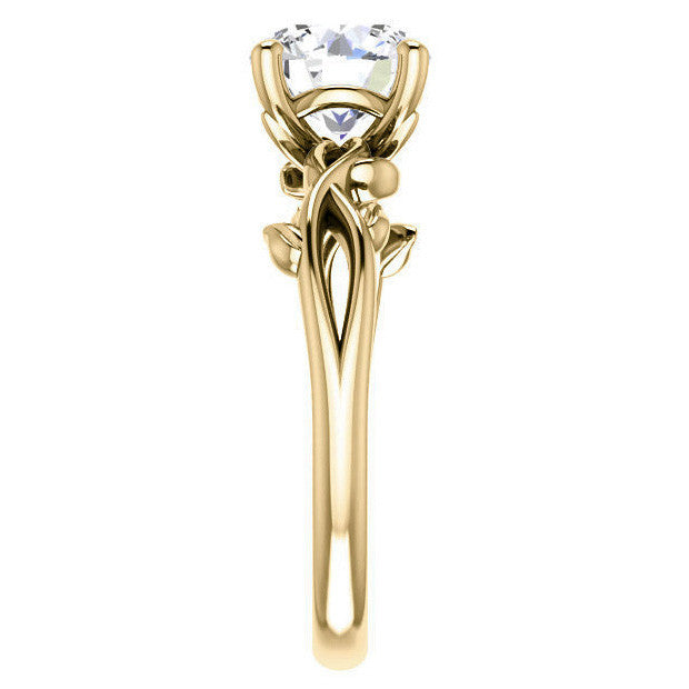 Oval cut Solitaire with Floral Accents