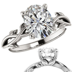 Oval cut Solitaire with Floral Accents