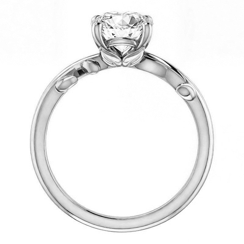 Round Brilliant Moissanite Solitaire Ring With Floral Accents