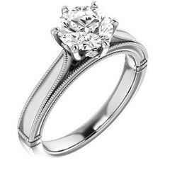 Round Cathedral Solitaire with Scroll Accents