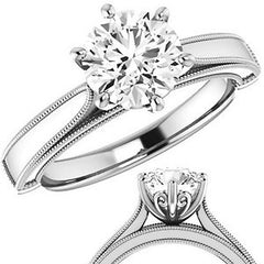 Round Cathedral Solitaire with Scroll Accents