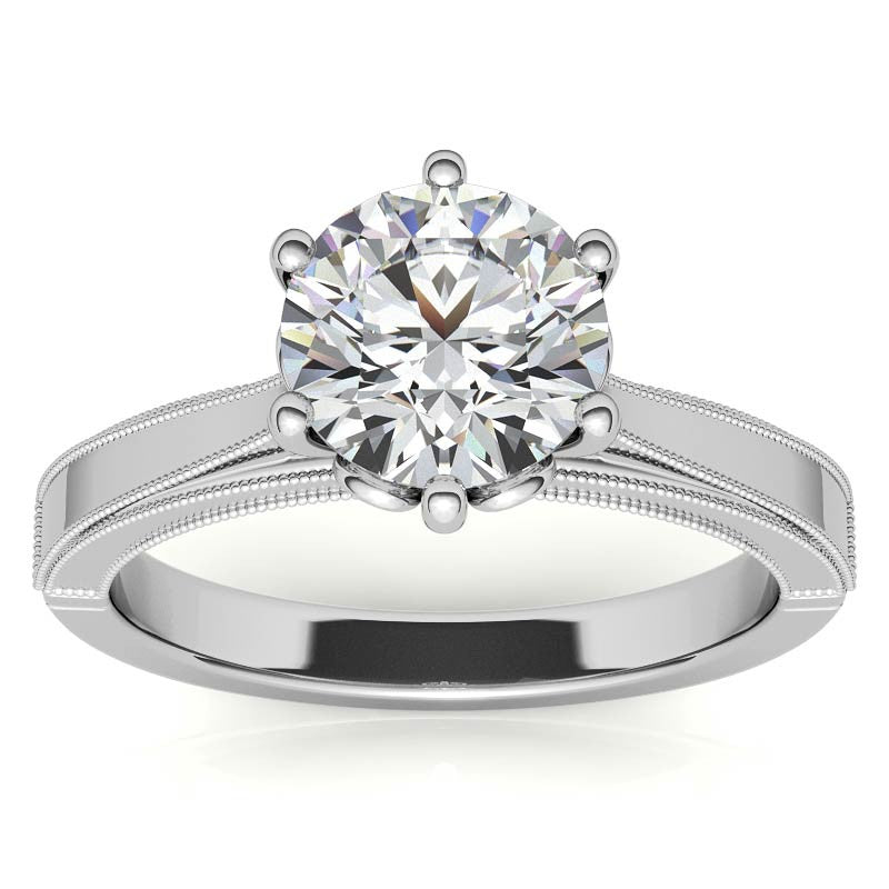 Round Cathedral Solitaire with Scroll Accents