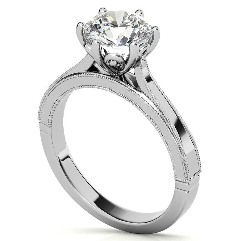 Round Cathedral Solitaire with Scroll Accents