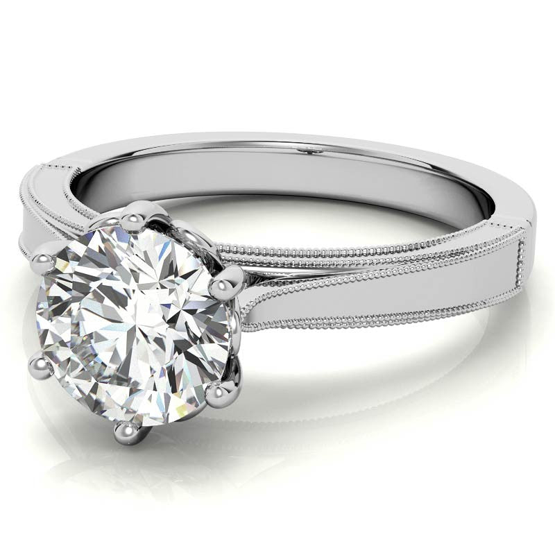 Round Cathedral Solitaire with Scroll Accents