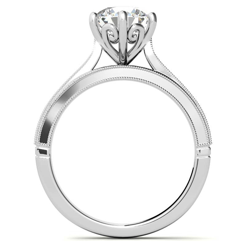 Round Cathedral Solitaire with Scroll Accents