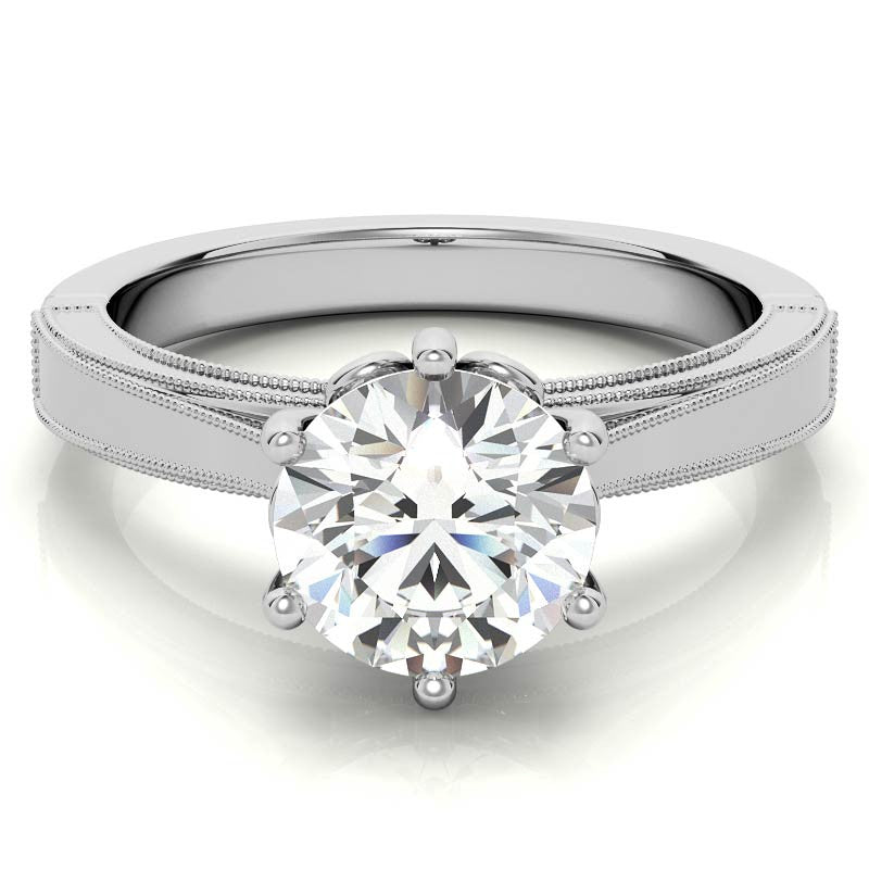 Round Cathedral Solitaire with Scroll Accents