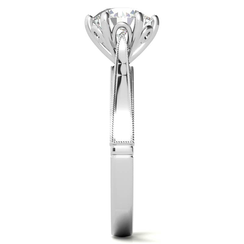 Round Cathedral Solitaire with Scroll Accents