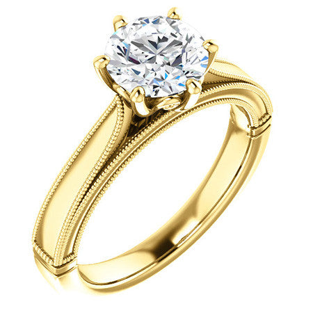 Round Cathedral Solitaire with Scroll Accents