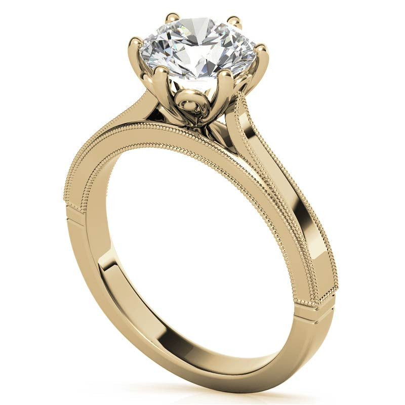 Round Cathedral Solitaire with Scroll Accents