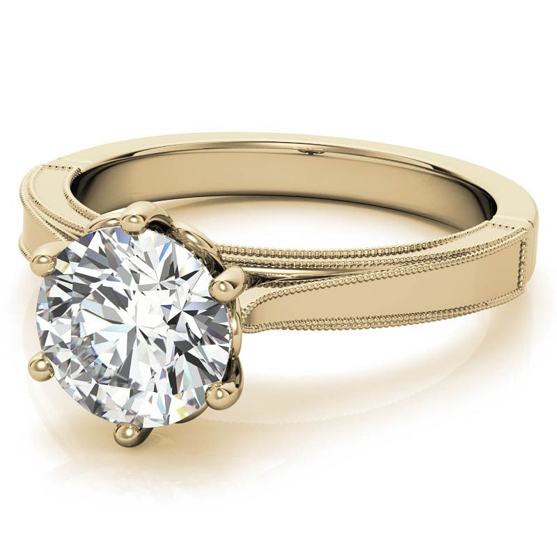 Round Cathedral Solitaire with Scroll Accents