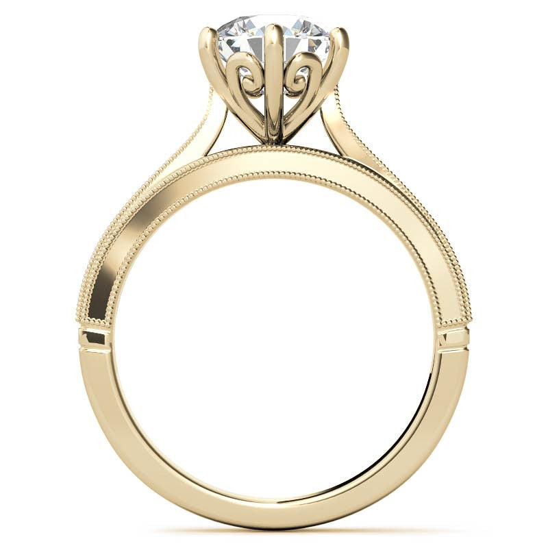 Round Cathedral Solitaire with Scroll Accents
