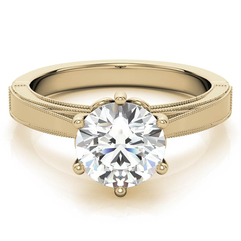 Round Cathedral Solitaire with Scroll Accents