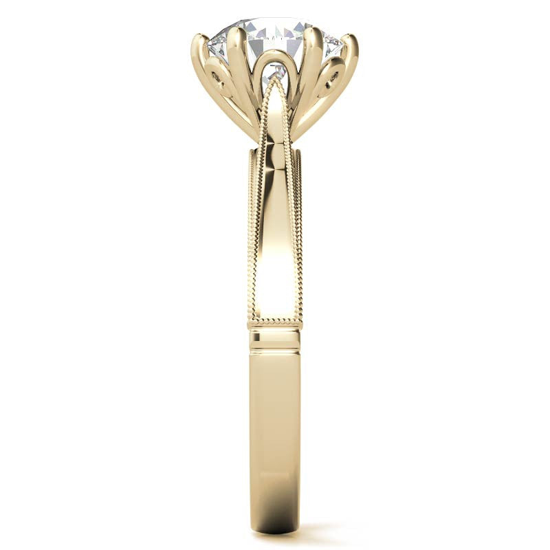 Round Cathedral Solitaire with Scroll Accents