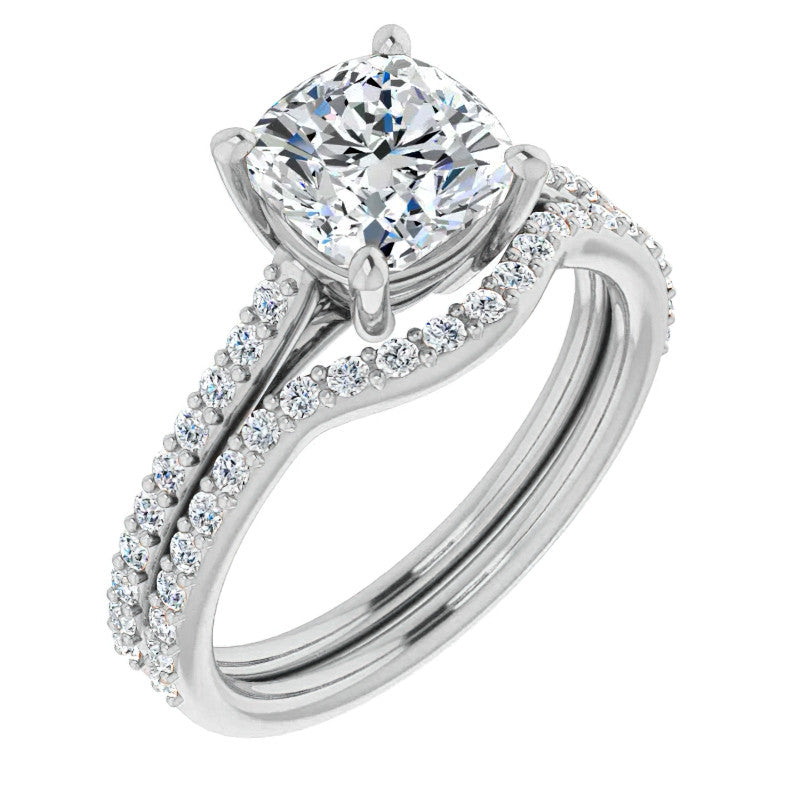Cushion Accented Engagement Ring