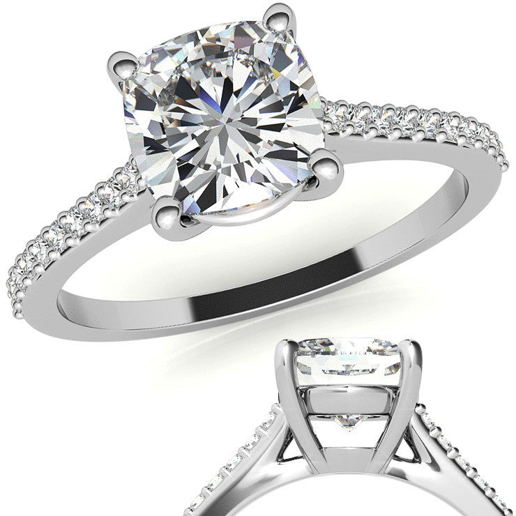 Cushion Accented Engagement Ring