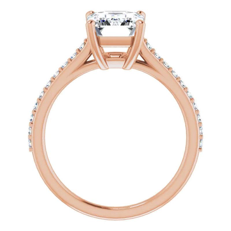 Emerald / Radiant cut Moissanite Engagement Ring