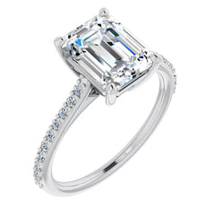 Emerald / Radiant cut Moissanite Engagement Ring