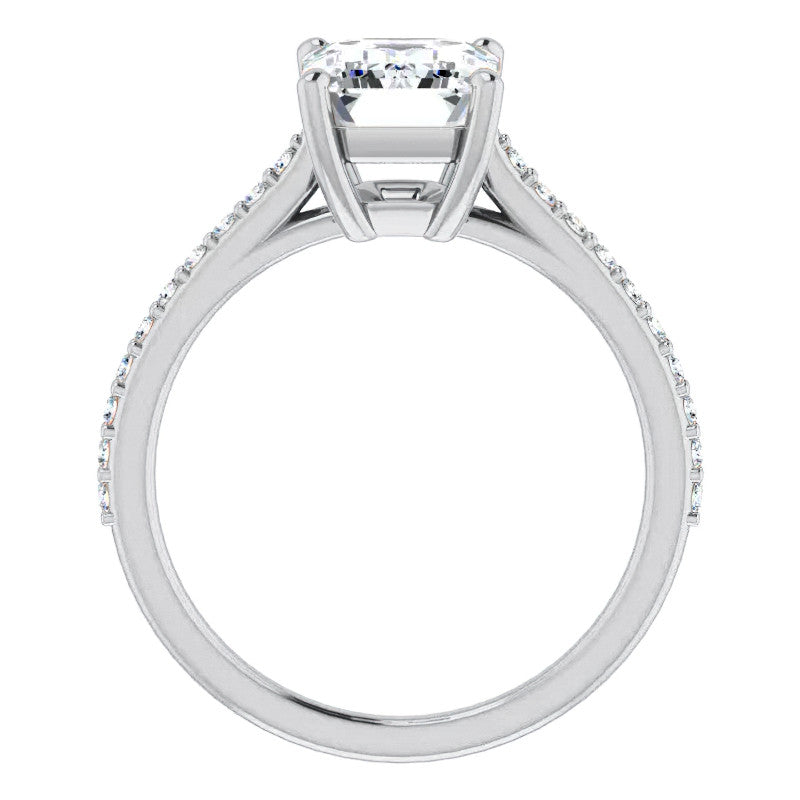 Emerald / Radiant cut Moissanite Engagement Ring