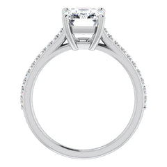 Emerald / Radiant cut Moissanite Engagement Ring