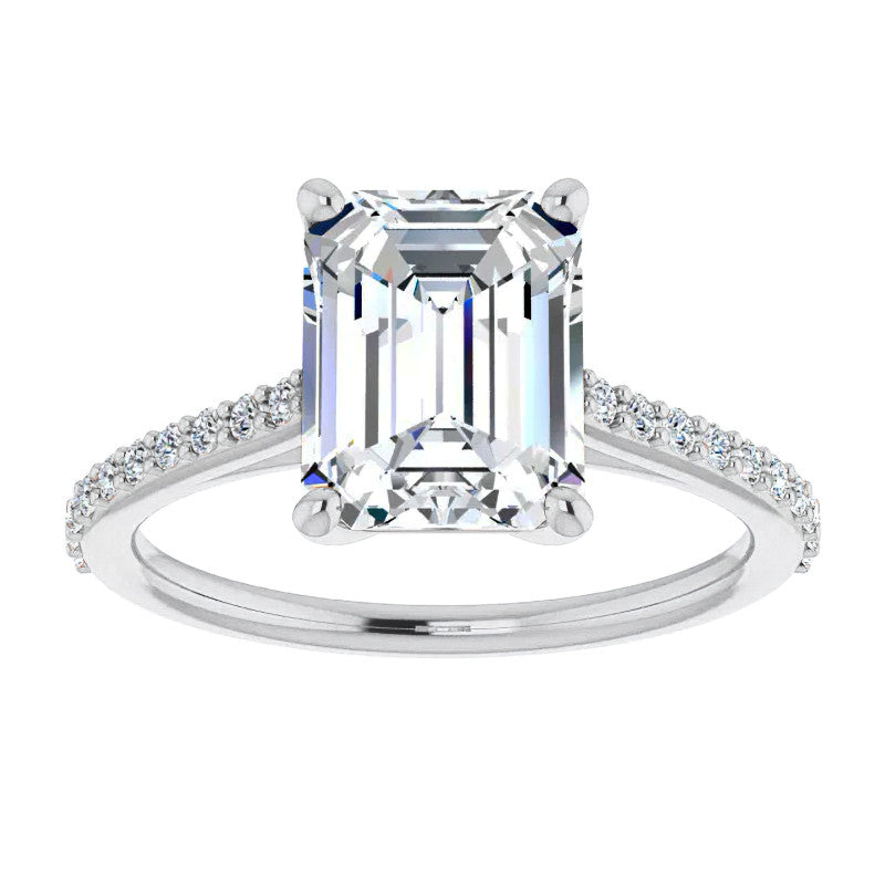 Emerald / Radiant cut Moissanite Engagement Ring